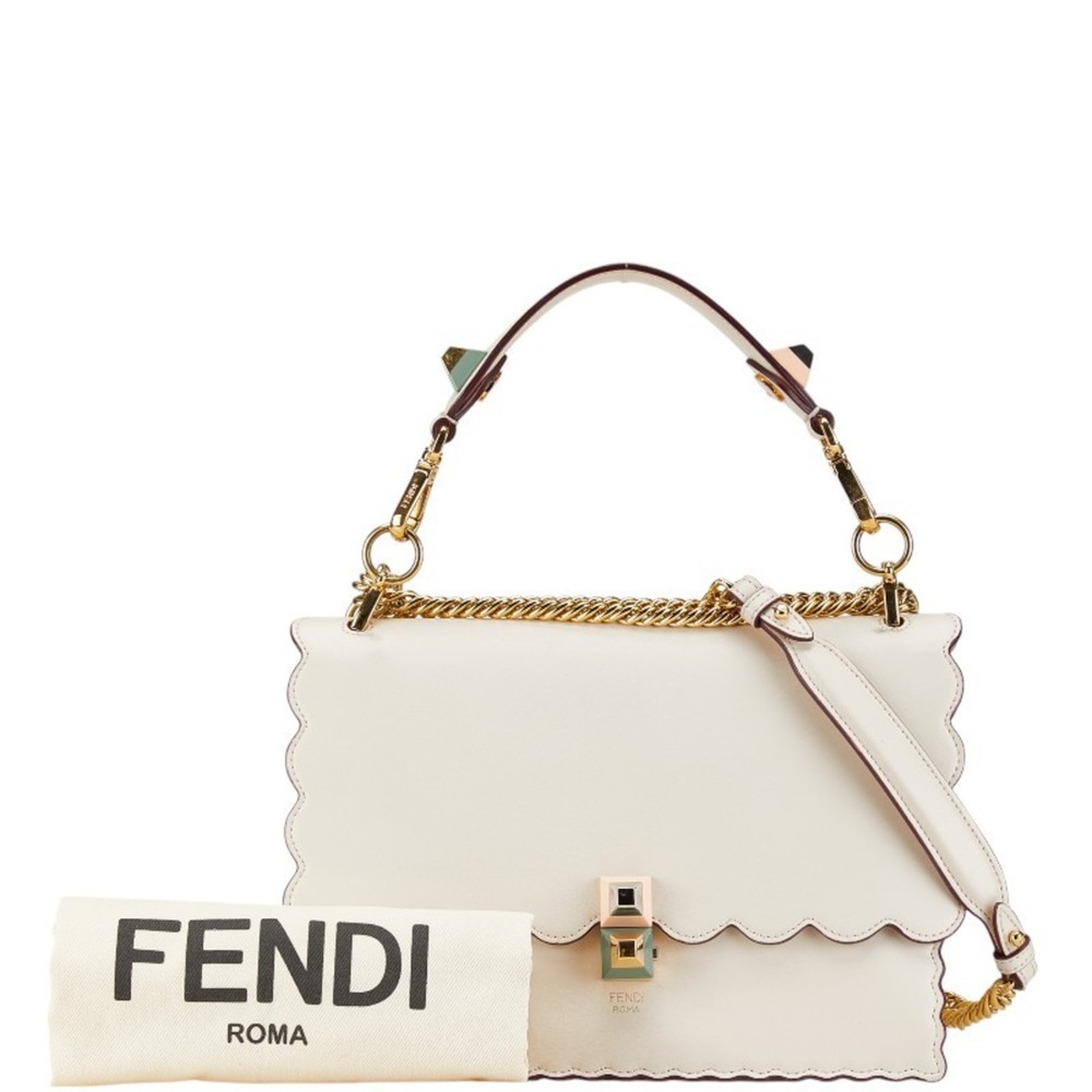 FENDI Beige Leather Canai Chain Handbag Shoulder Bag 8BT283 - Picture 11 of 12